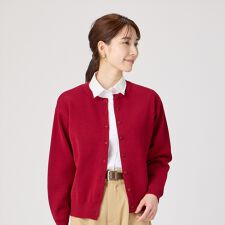 クルーネックニットカーディガン レディース