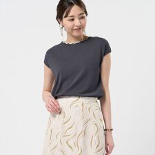 ニット 衿フリルパイピング プルオーバー レディース