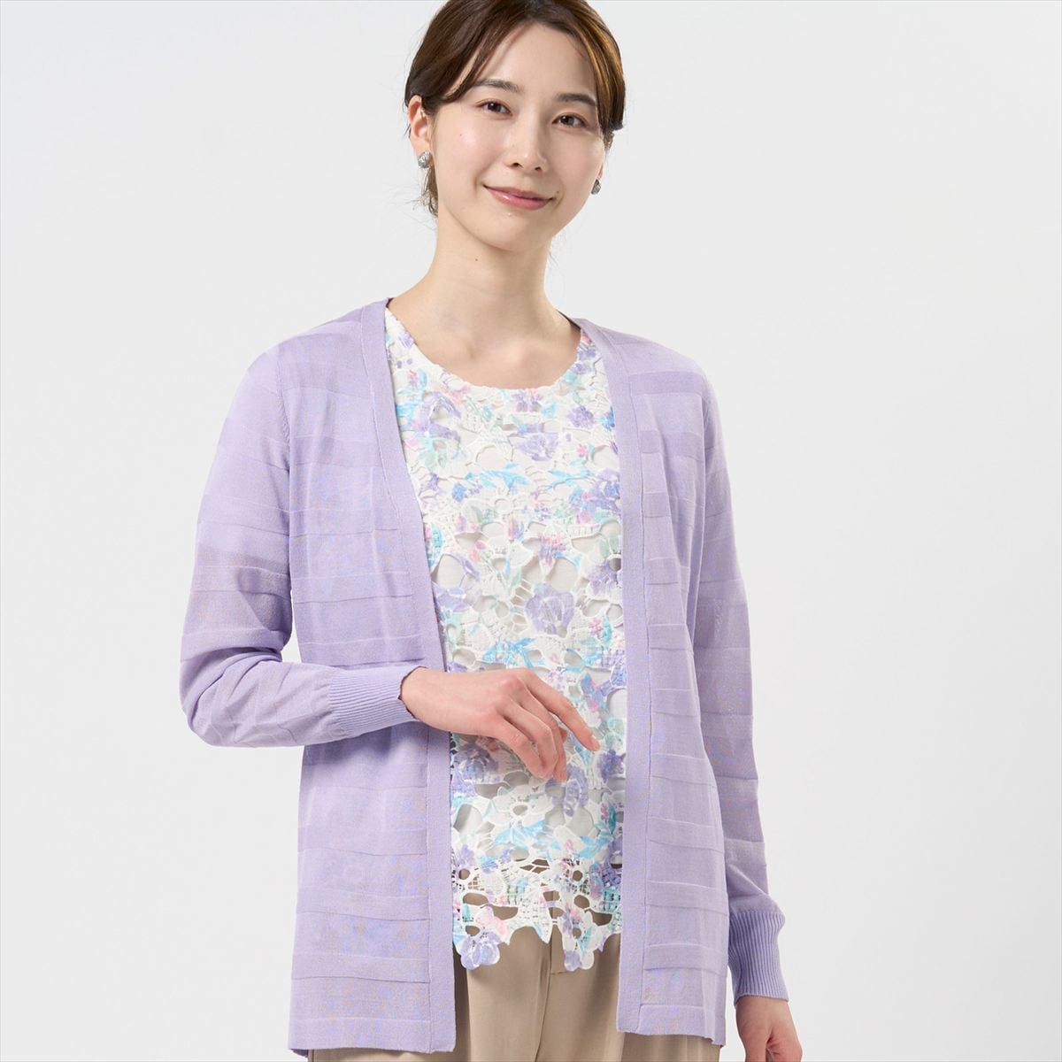 AURALEE リブ編みカーディガン ラベンダー AURALEE リブ編みカーディガン ラベンダー AURALEE リブ編み