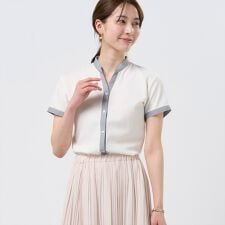 【COFREX】  配色スキッパーブラウス 半袖 レディースデザインシャツ