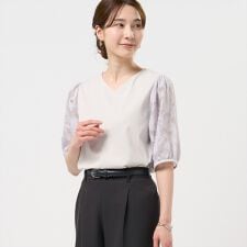 オパール袖 プルオーバー 五分袖 レディース
