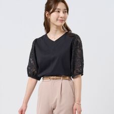 オパール袖 プルオーバー 五分袖 レディース
