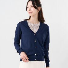 ニット ハイゲージ Vネックカーディガン レディース
