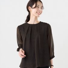 ブリックハウス(BRICKHOUSE)の幾何学柄 シフォンブラウス 七分袖 レディース