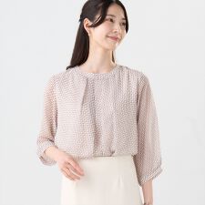 ブリックハウス(BRICKHOUSE)の幾何学柄 シフォンブラウス 七分袖 レディース