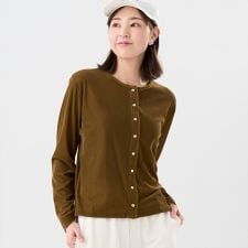 ブリックハウス(BRICKHOUSE)の【Pitta Re:)】 ニット ベロアドットボタン カーディガン 長袖 レディース