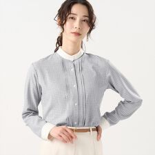 【COFREX】 ピンタック配色 ブラウス 長袖 レディースデザインシャツ