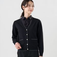 ブリックハウス(BRICKHOUSE)のニット アンチピリング 配色 Vネック カーディガン レディース