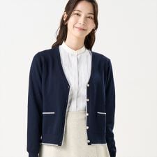 ブリックハウス(BRICKHOUSE)のニット アンチピリング 配色 Vネック カーディガン レディース