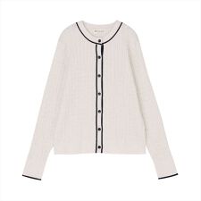 ブリックハウス(BRICKHOUSE)のニット アンチピリング 配色ケーブル カーディガン レディース