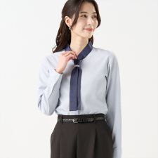 【COFREX】 配色ボウタイ ブラウス 長袖 レディースデザインシャツ