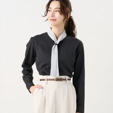 【COFREX】 配色ボウタイ ブラウス 長袖 レディースデザインシャツ