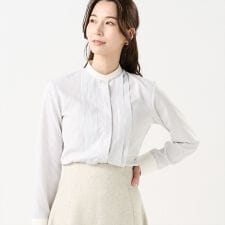 【COFREX】 スタンド 配色ブラウス 長袖 レディースデザインシャツ