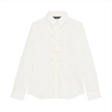 【COFREX】 前立 ミニフリル ブラウス 長袖 レディースデザインシャツ