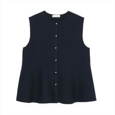 ニット ミラノリブ ペプラム ベスト レディース