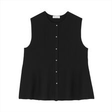 ニット ミラノリブ ペプラム ベスト レディース