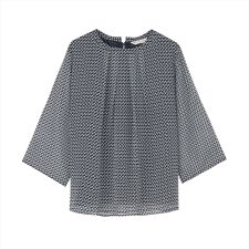 幾何学シフォン ブラウス 七分袖 レディース