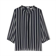 ストライプシフォン ブラウス 七分袖 レディース