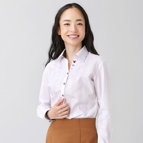 Disney ディズニー 形態安定 ノーアイロン 長袖ワイシャツ スキッパー衿 白 パープル ブリックハウス Brickhouse Blab14k4d ファッション通販 マルイウェブチャネル