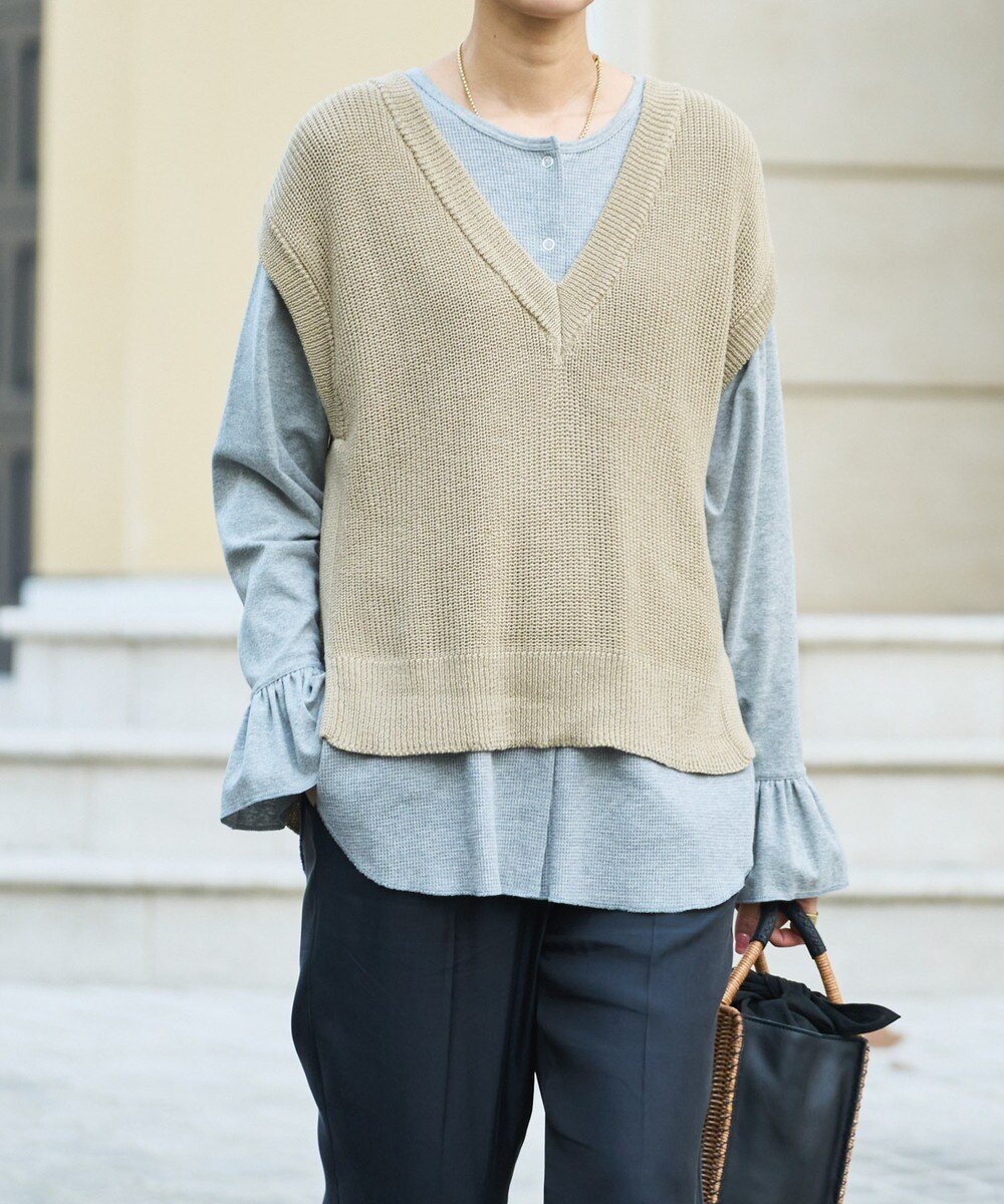 Audrey and John Wad】麻混片畦ノースリーブニット | オードリーアンド