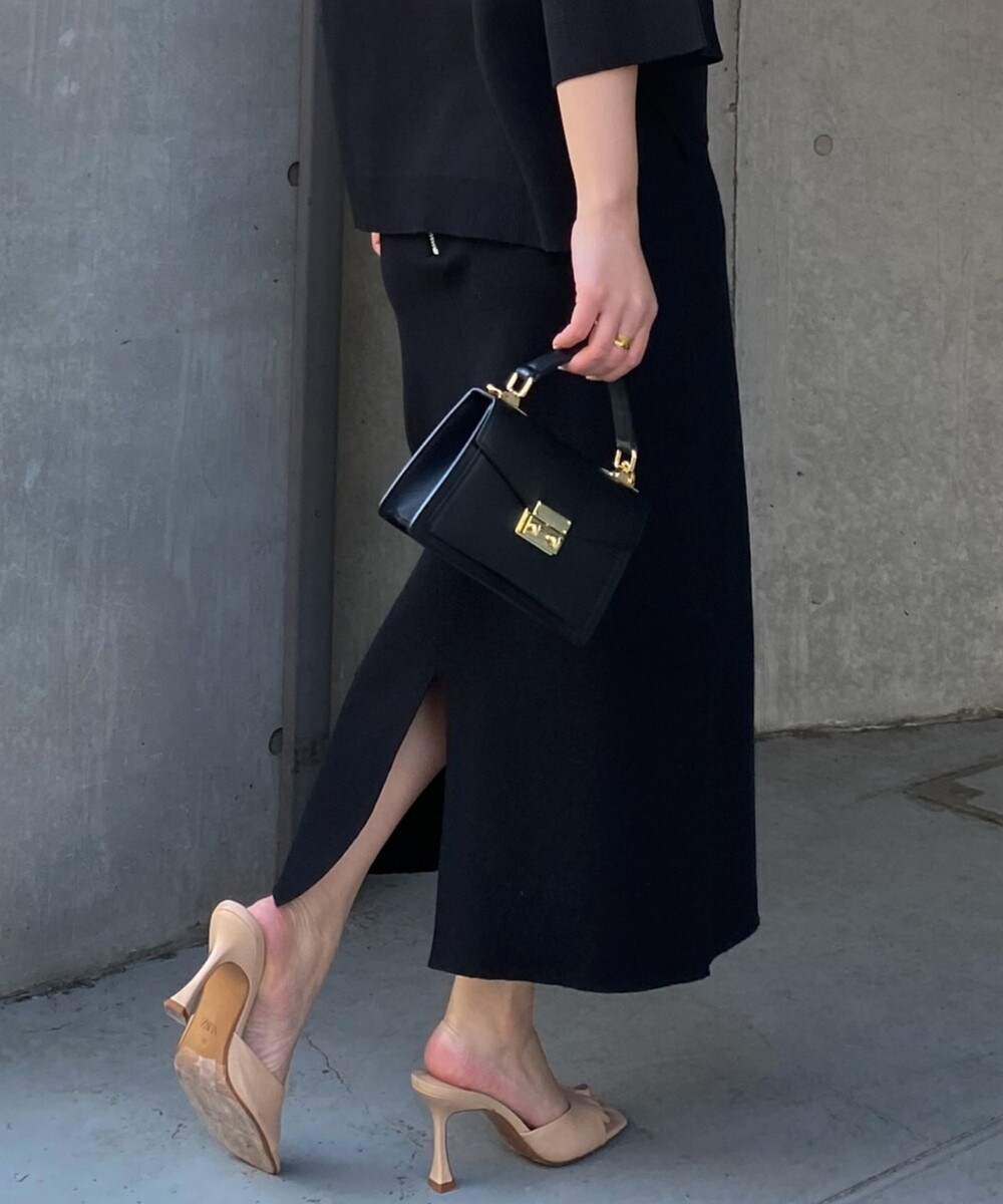 ウエストゴム/サテン/楊柳/】異素材切替ランダムプリーツスカート