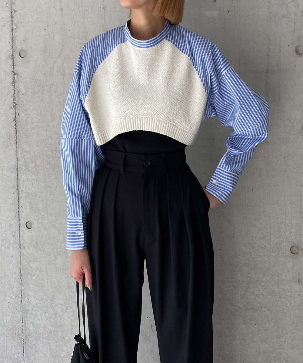 Audrey and John Wad】2wayドッキングストライプボレロシャツ