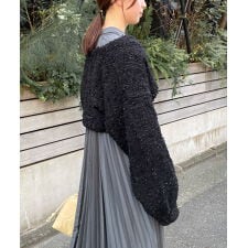 【ショート丈】ツイードチェック柄ニットボレロ