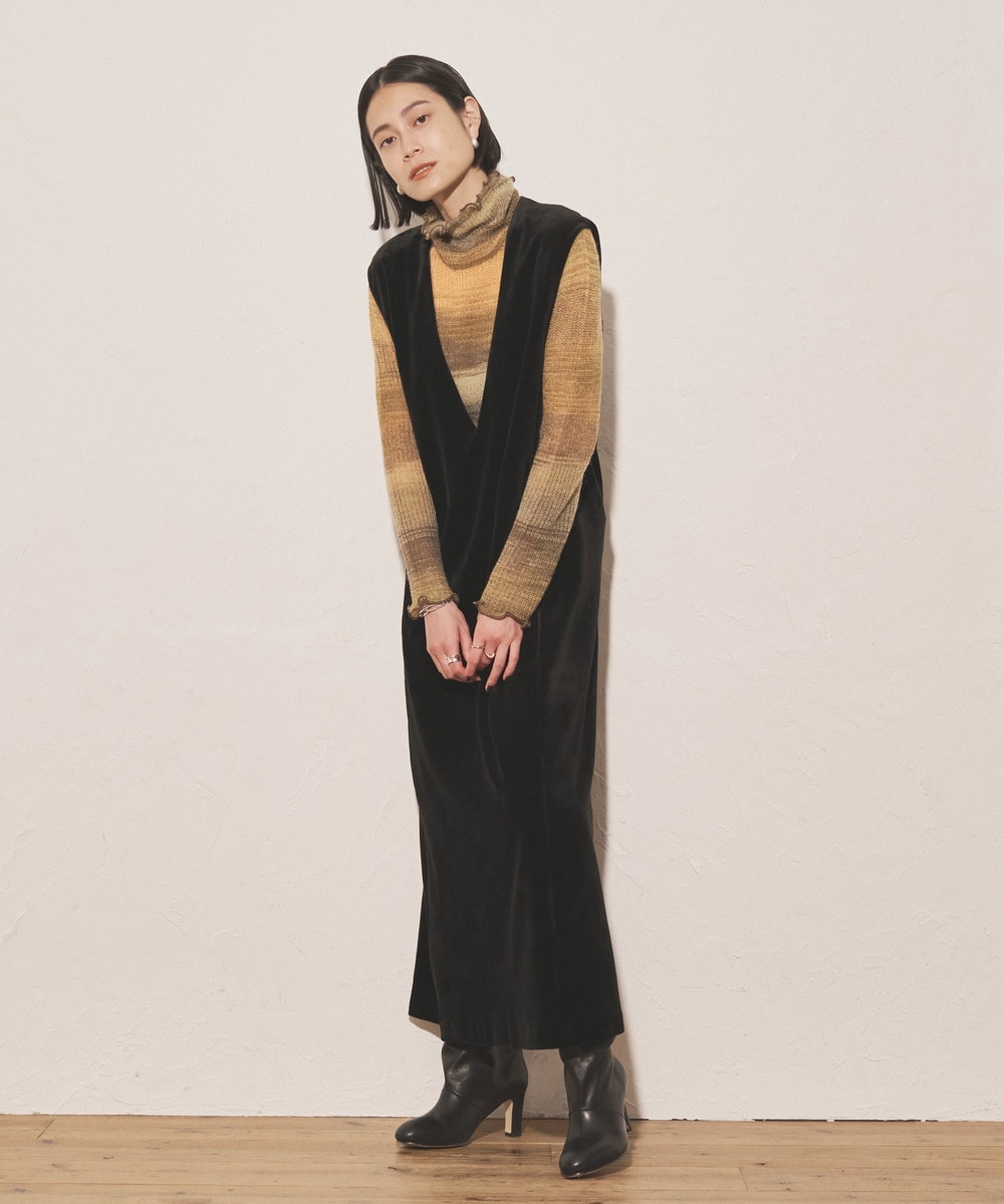 Audrey and John Wad】深Vネックベロアロングワンピース | オードリー