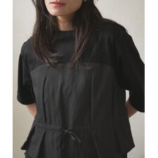 ビスチェ風切り替え半袖Tシャツ-手洗い可-