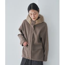 フードダウン×ウールライクミドル丈ブルゾン | オードリーアンドジョン 