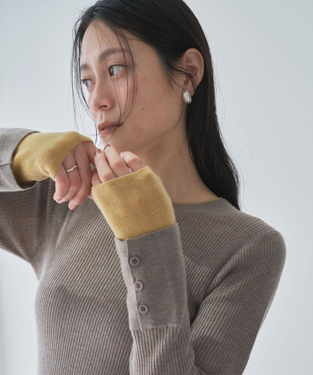 オードリーアンドジョンワッド（Audrey and John Wad）/レイヤード袖配色クルーネックニット レイヤード袖配色クルーネックニット | オードリーアンドジョンワッド