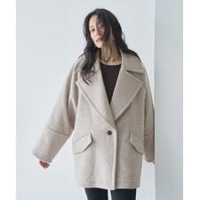 ウール混ビッグカラーハーフコート