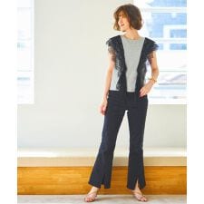 ルイルエブティック(RUIRUE BOUTIQUE)の洗えるスウィングレースフレンチスリーブTシャツ