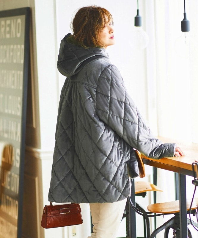 【新品】ファイバーライトサーモ・ボリュームスリーブキルティングコート　グレー　M RUIRUE BOUTIQUE（ルイルエブティック） ダウンコート ダウン