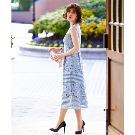 S M L パネルボーダー フラワーレースワンピース ルイルエブティック Ruirue Boutique U6 ファッション通販 マルイウェブチャネル