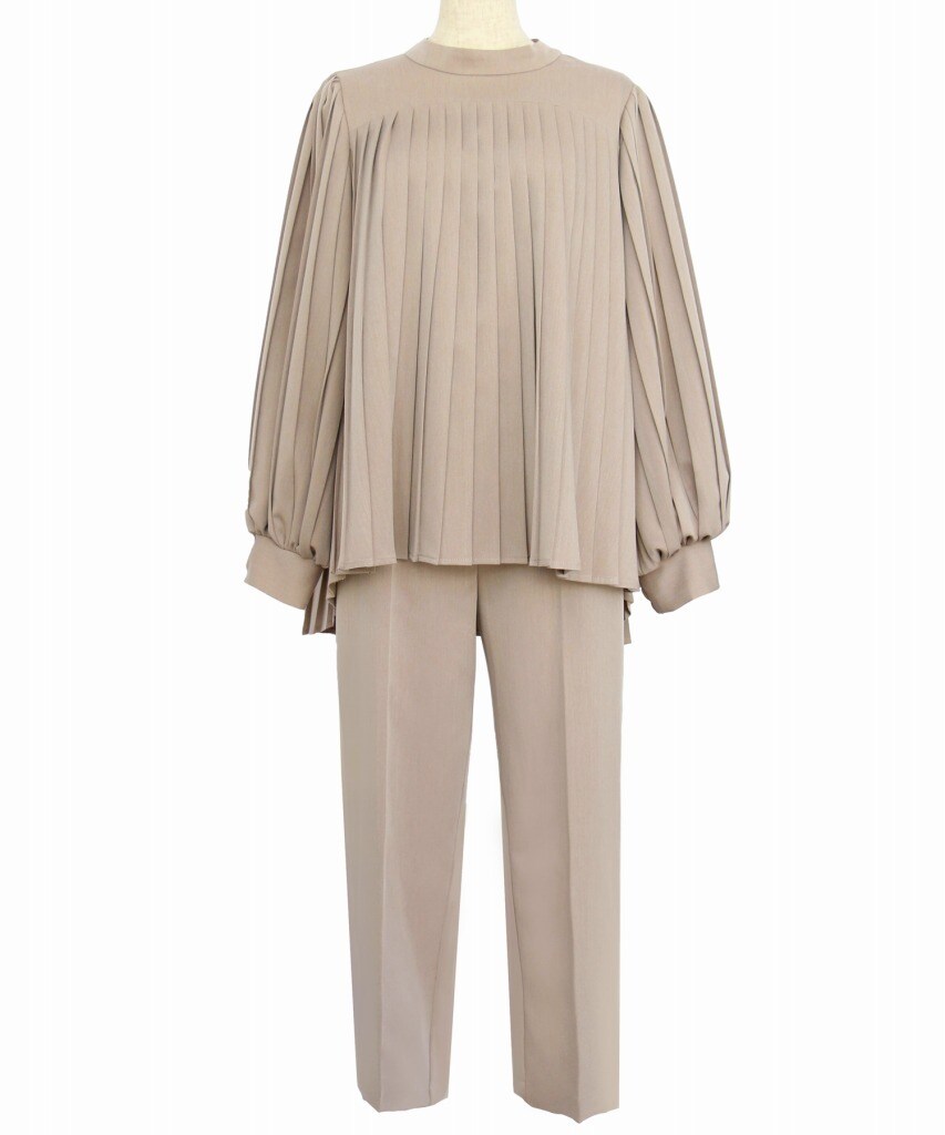 S～5L】プリーツフレアトップス＆パンツスーツ | ルイルエブティック