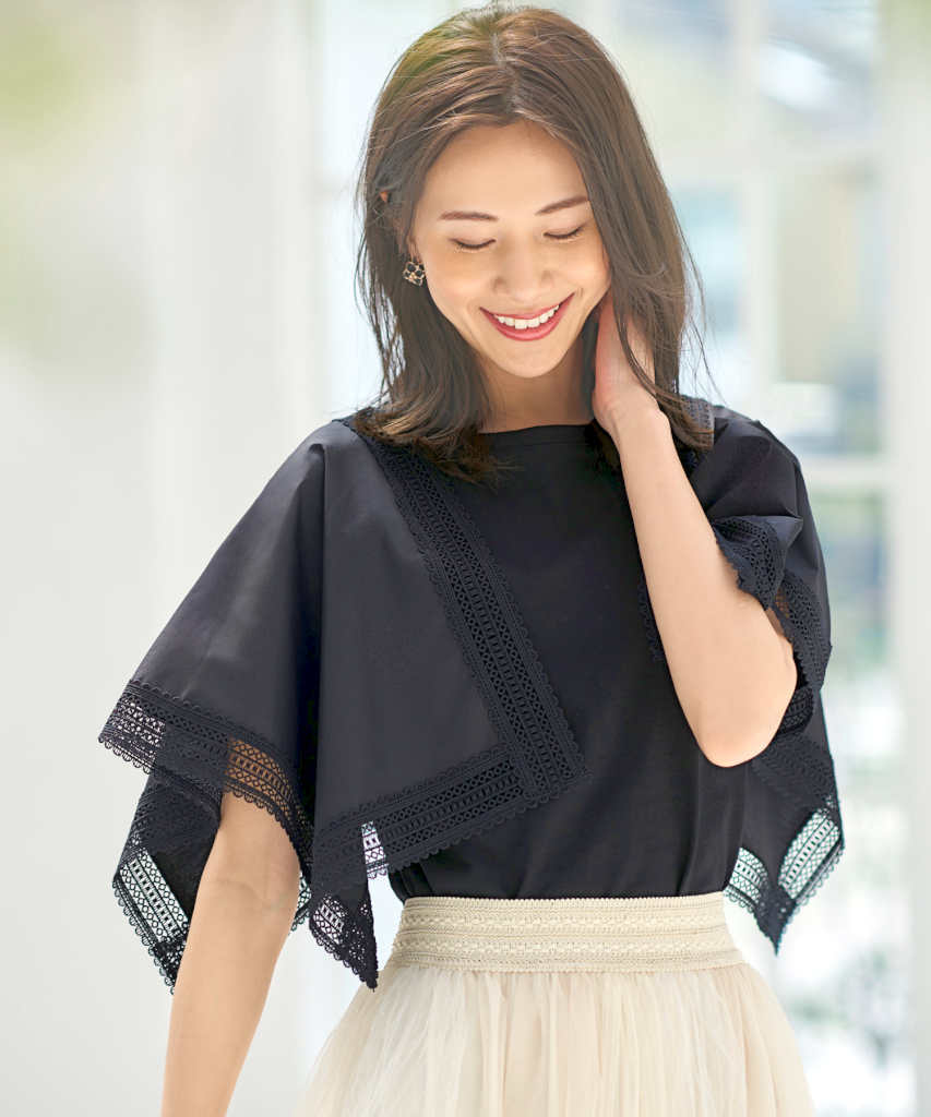 ルイルエブティック RUIRUE BOUTIQUE ハンカチスリーブTシャツ （スミクロ） ルイルエブティック RUIRUE BOUTIQUE ハンカチスリーブTシャツ