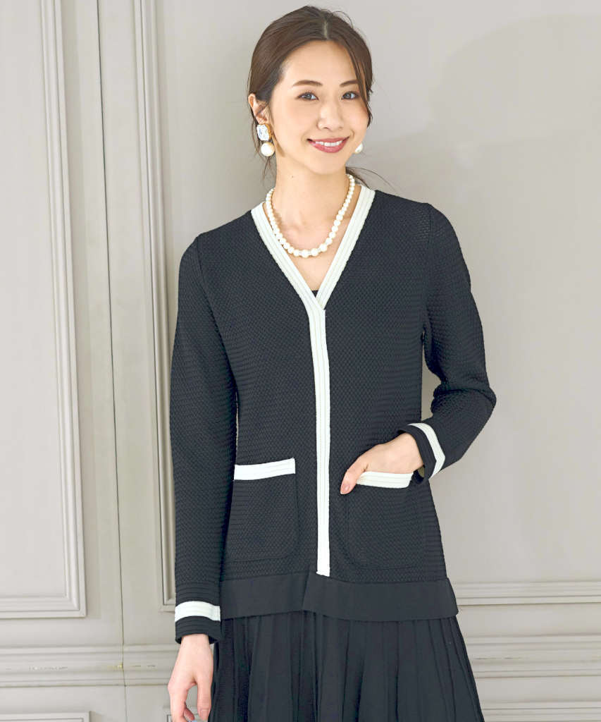 ルイルエブティック/【S、M、L】バイカラー・プリーツ風ニットワンピース S、M、L】バイカラー・プリーツ風ニットワンピース | ルイルエ