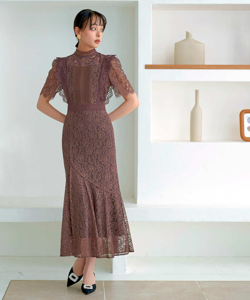 S～3L】バックリボンフレアーレースワンピース | ルイルエブティック