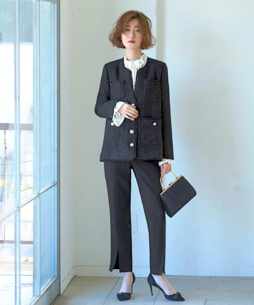 Le Suit Women 's Tuileriesプリーツ襟スカートスーツ カラー: ブルー