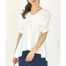 【S～3L】パールカフス・ボリュームスリーブブラウス