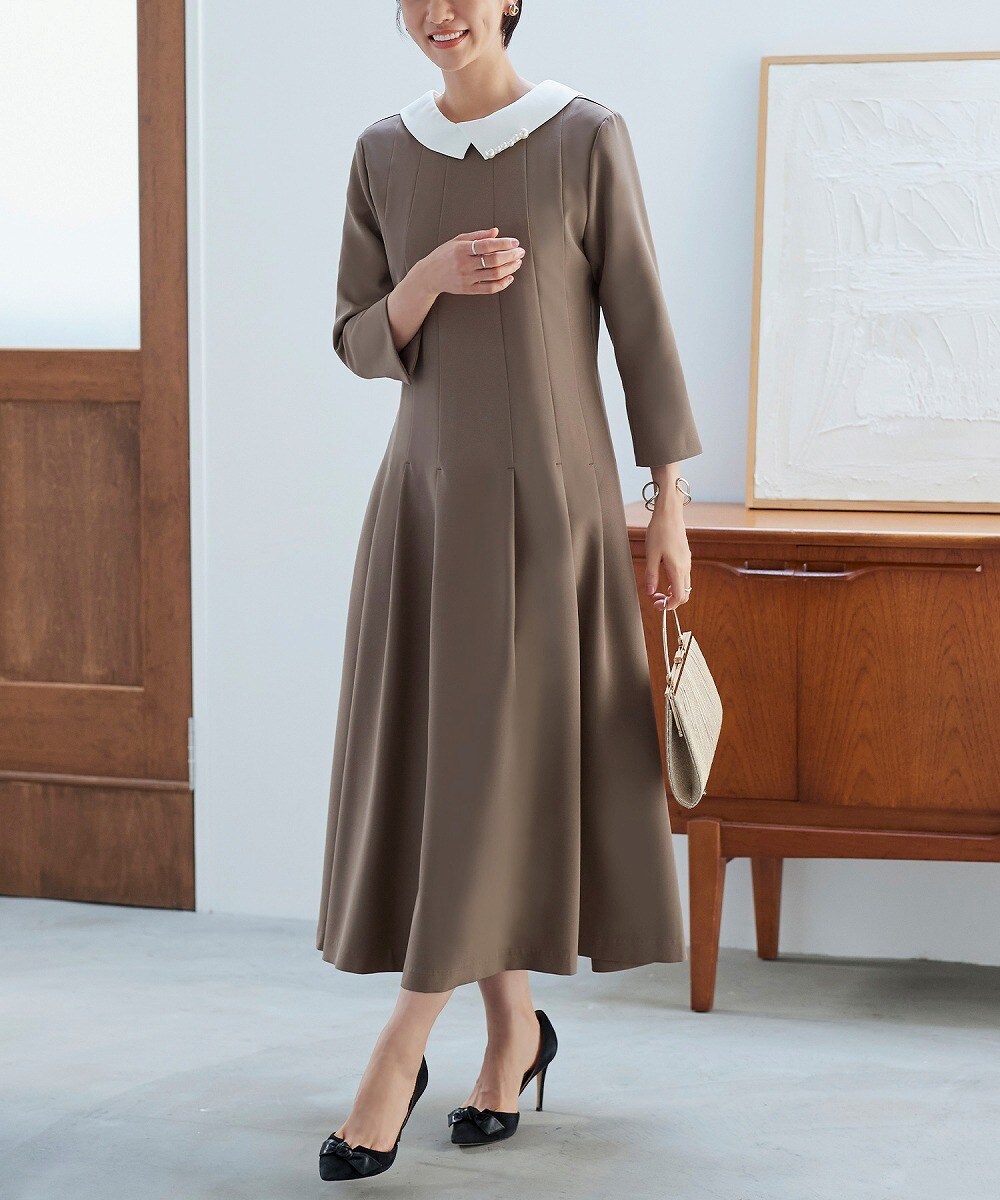 S～3L】シアースリーブプリーツロングワンピース | ルイルエブティック