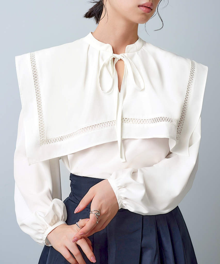 yori セレモニーリボンパフブラウス ホワイト 36 【公式通販】