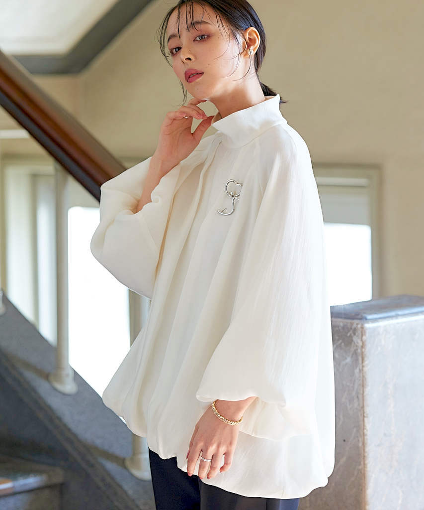 ルイルエブティック（RUIRUE BOUTIQUE）/【S〜3L】ボリュームブラウス＆シークレットゴム・スリムテーパードパンツ（ボウタイ付） S～3L】ボリュームブラウス＆シークレットゴム・スリムテーパード