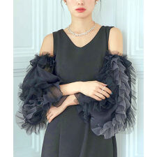 ルイルエブティック(RUIRUE BOUTIQUE)の【M、L】【洗える】2way チュールフリルボリュームシアースリーブ