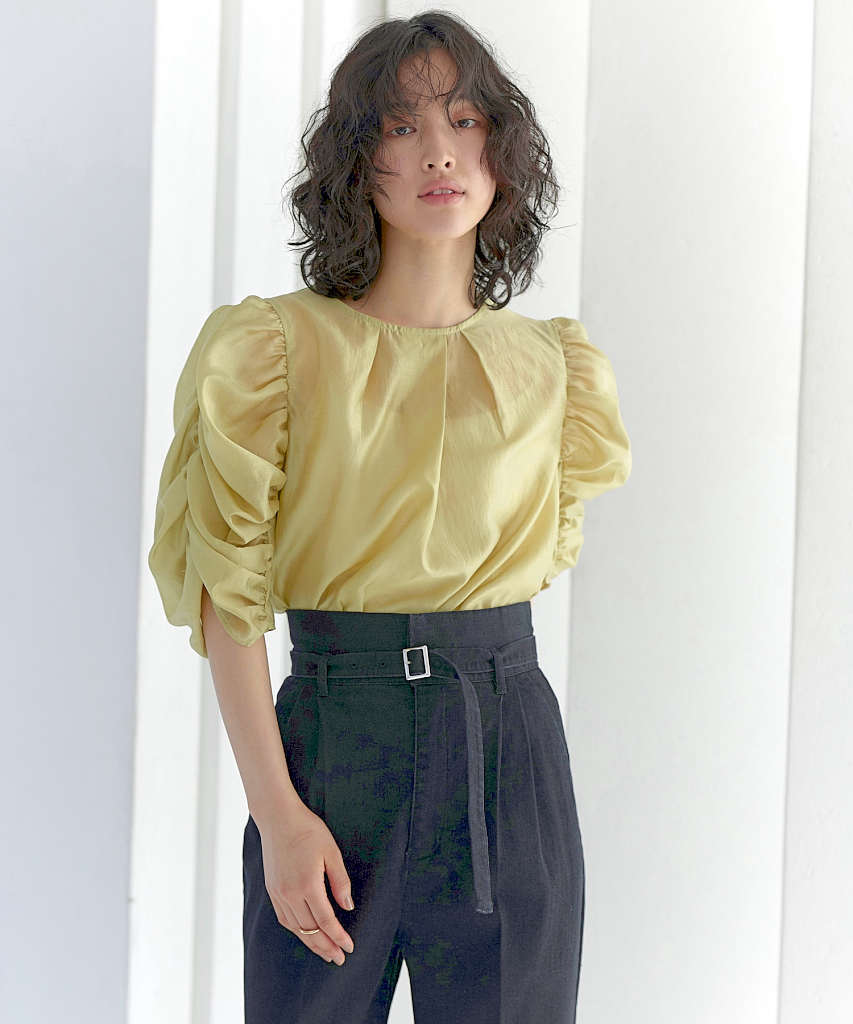 ブラウス シャツ 「洗える」シャーリングスリーブブラウス レディース S～3L】【洗える】シャーリングスリーブシアーブラウス | ルイ