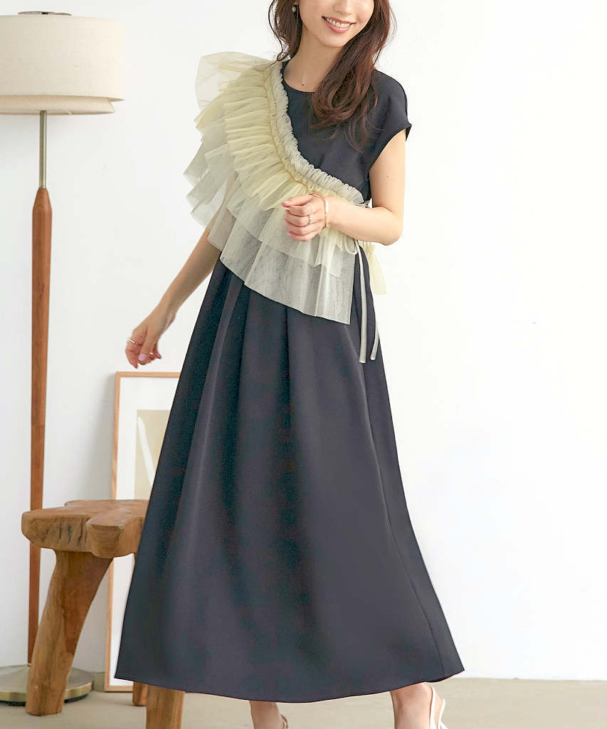 洗える/S～3L】マルチWayチュールTOPS＆フレンチスリーブワンピース