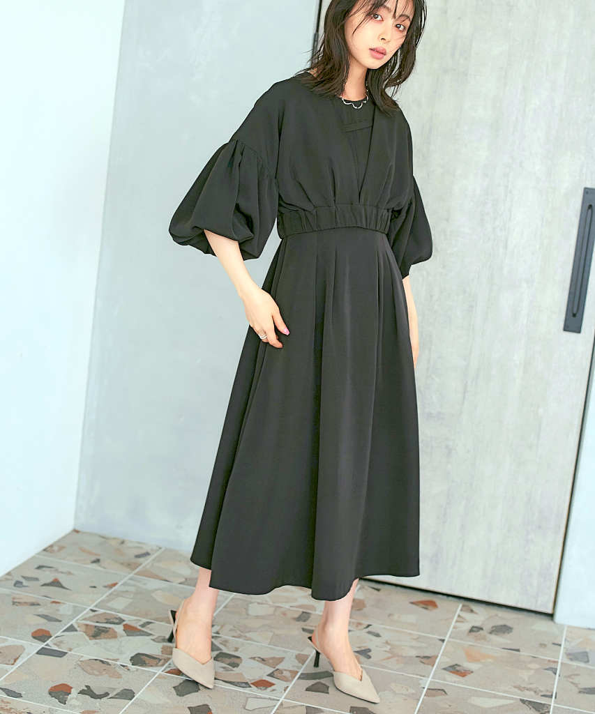 ルイルエブティック RUIRUE BOUTIQUE 【マルチway】タックペプラムビスチェ＆スリムテーパードパンツ （ブラック） ルイルエブティック RUIRUE BOUTIQUE 【マルチway】タック