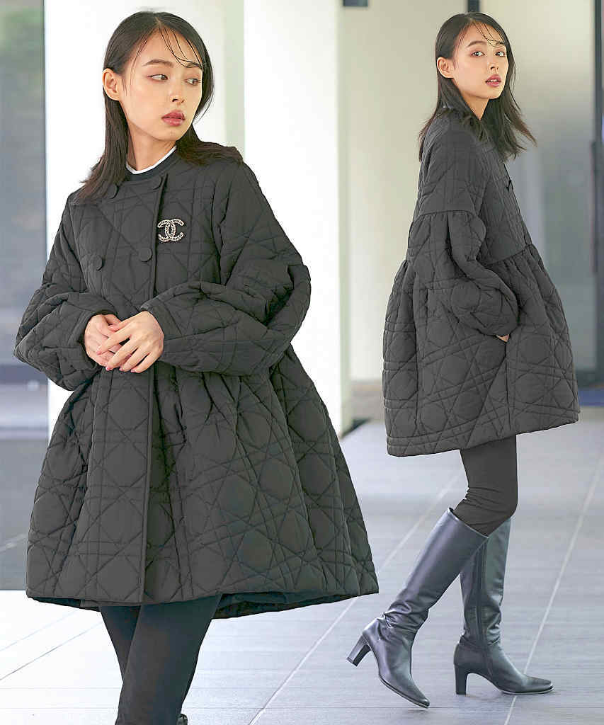 S～3L】ライトサーモ・キルティングサイドリブコート | ルイルエ