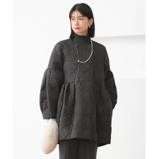 【M、L】ミックスステッチ・ボリュームペプラム中綿コート